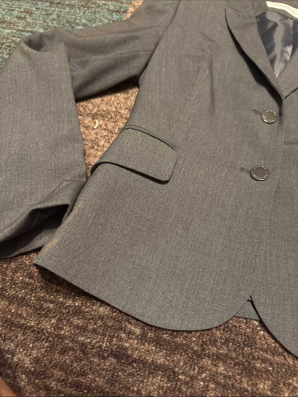 Calvin Klein Women's Dark Gray Single-Breasted Blazer - Picture 4 of 5